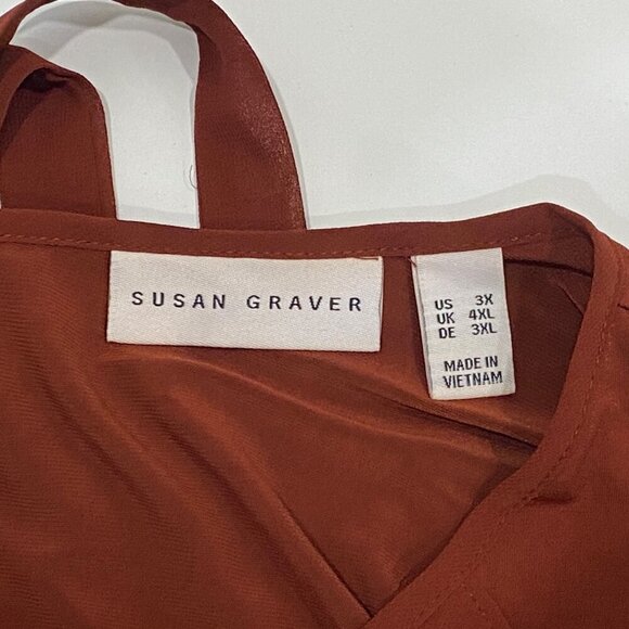 Susan Graver Liquid Knit Tunic Womens Size 3X Chiffon Sleeves Popover A36775 - Picture 5 of 7